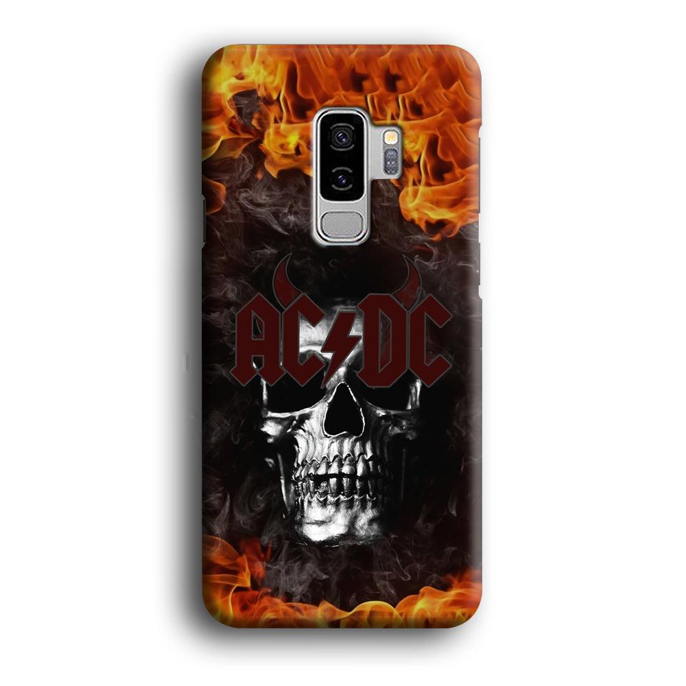 ACDC White Skull on Fire Samsung Galaxy S9 Plus Case-Oxvistore