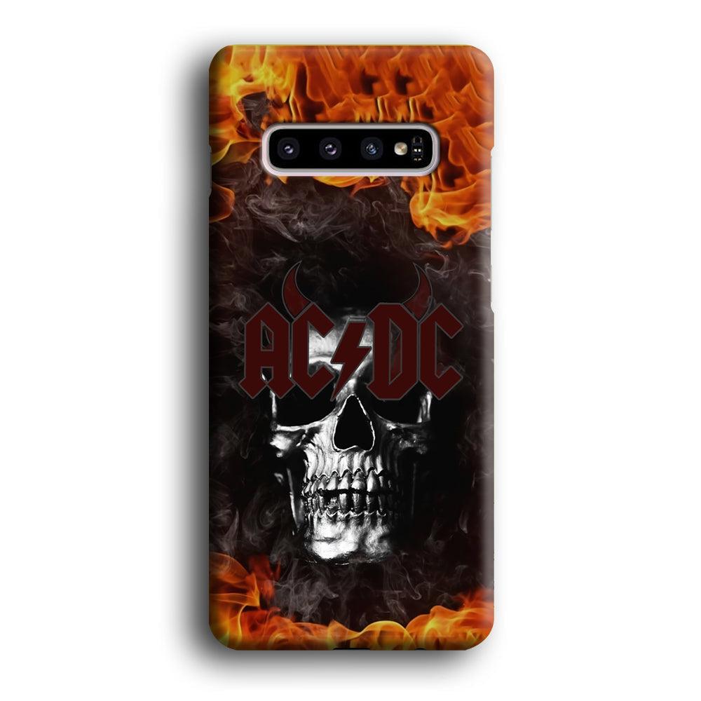 ACDC White Skull on Fire Samsung Galaxy S10 Plus Case-Oxvistore