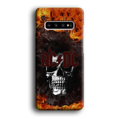 ACDC White Skull on Fire Samsung Galaxy S10 Plus Case-Oxvistore