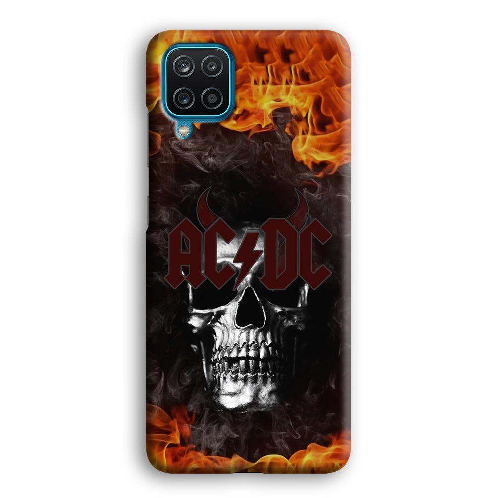 ACDC White Skull on Fire Samsung Galaxy A12 Case-Oxvistore