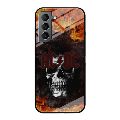 ACDC White Skull on Fire Samsung Galaxy S21 Case-Oxvistore