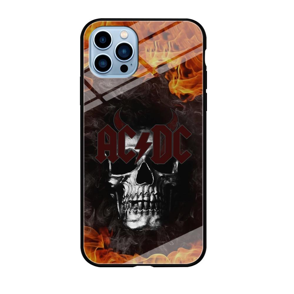 ACDC White Skull on Fire iPhone 12 Pro Max Case-Oxvistore