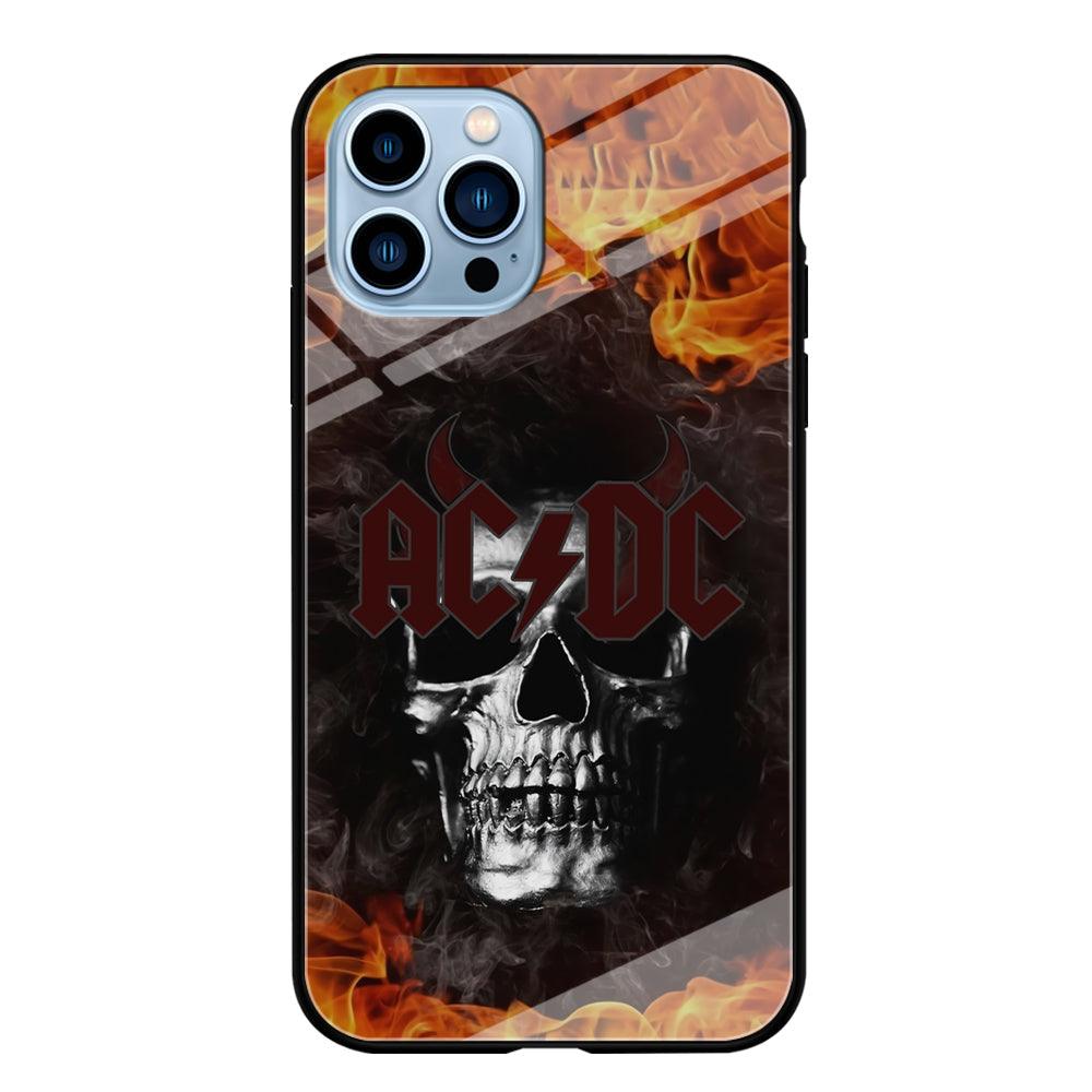 ACDC White Skull on Fire iPhone 14 Pro Case-Oxvistore