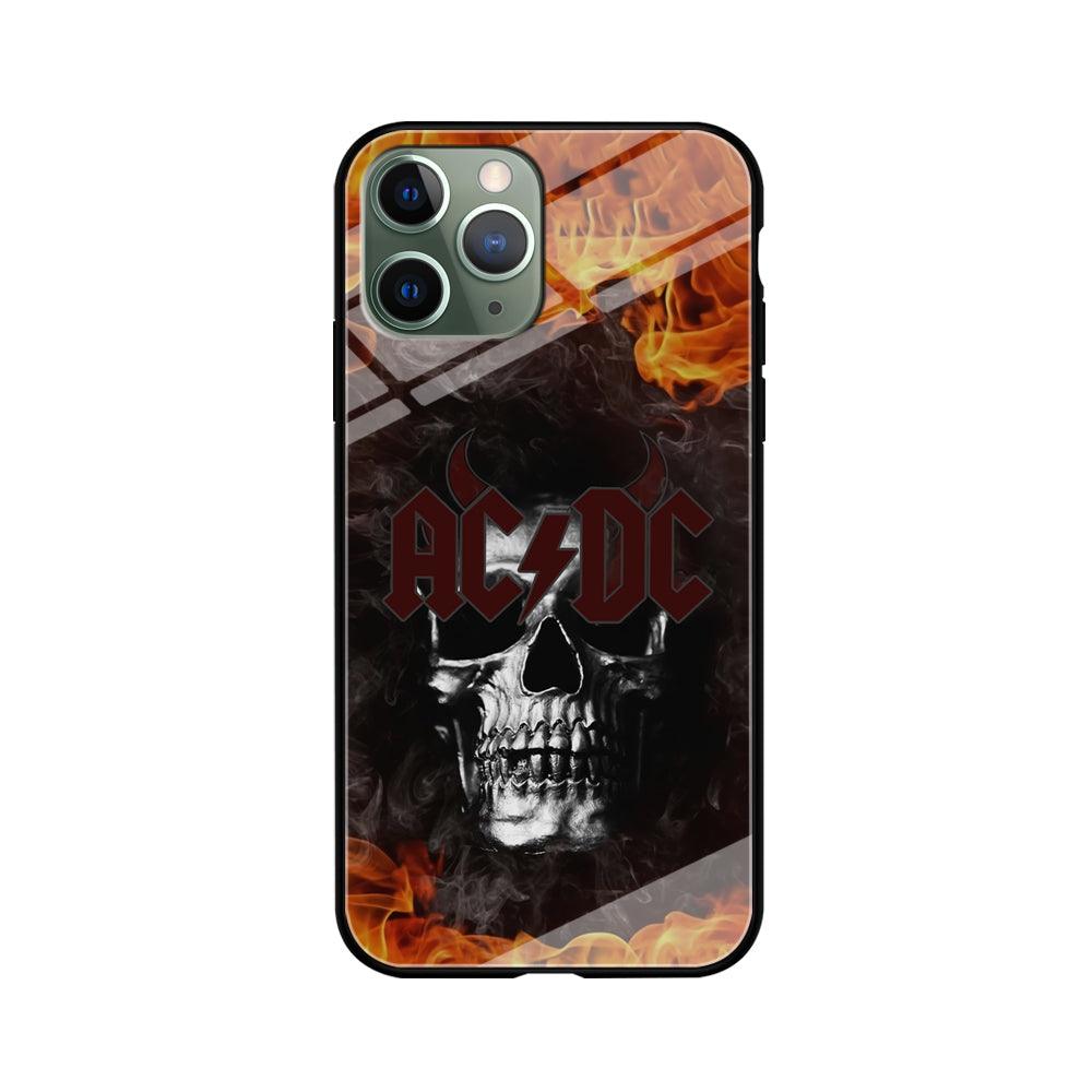 ACDC White Skull on Fire iPhone 11 Pro Case-Oxvistore