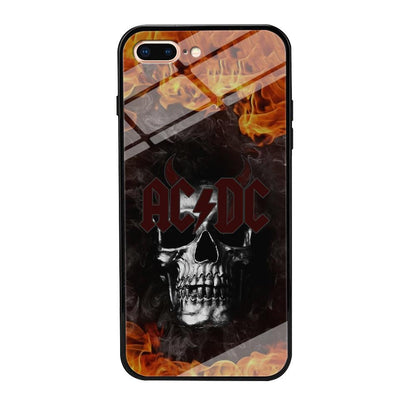 ACDC White Skull on Fire iPhone 8 Plus Case-Oxvistore