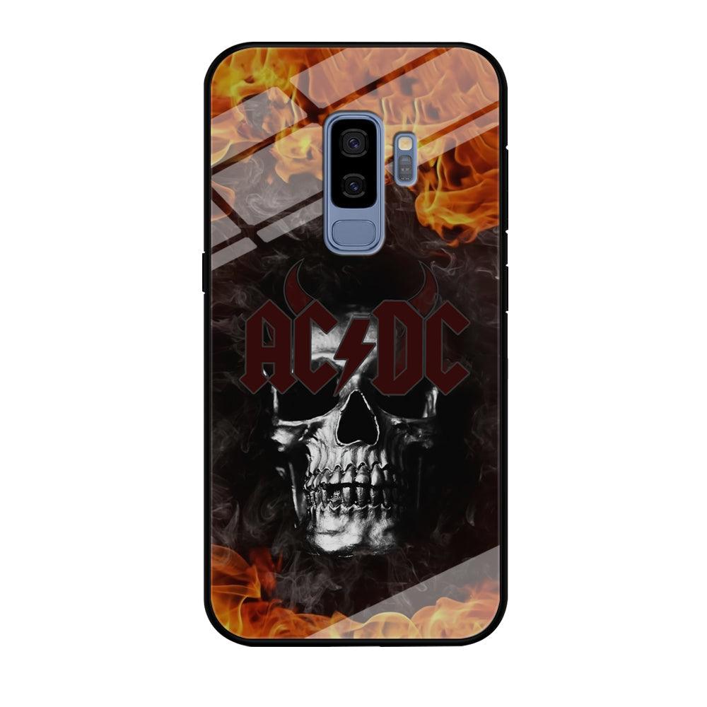 ACDC White Skull on Fire Samsung Galaxy S9 Plus Case-Oxvistore