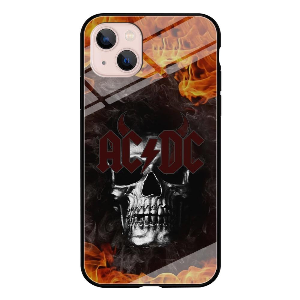 ACDC White Skull on Fire iPhone 13 Case-Oxvistore