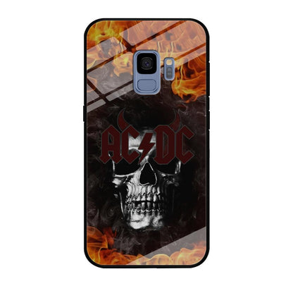 ACDC White Skull on Fire Samsung Galaxy S9 Case-Oxvistore