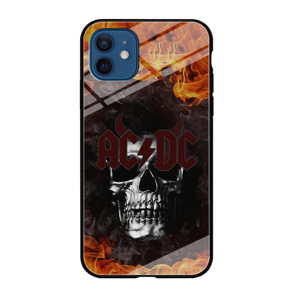 ACDC White Skull on Fire iPhone 12 Case-Oxvistore