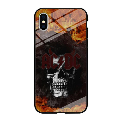 ACDC White Skull on Fire iPhone X Case-Oxvistore