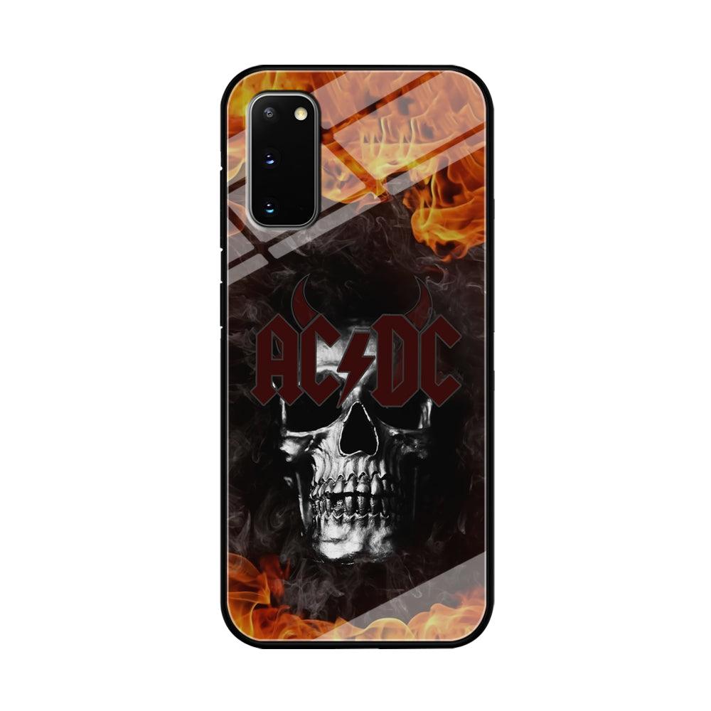 ACDC White Skull on Fire Samsung Galaxy S20 Case-Oxvistore