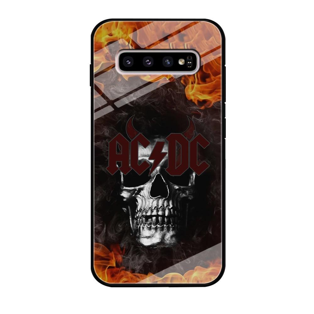 ACDC White Skull on Fire Samsung Galaxy S10 Plus Case-Oxvistore