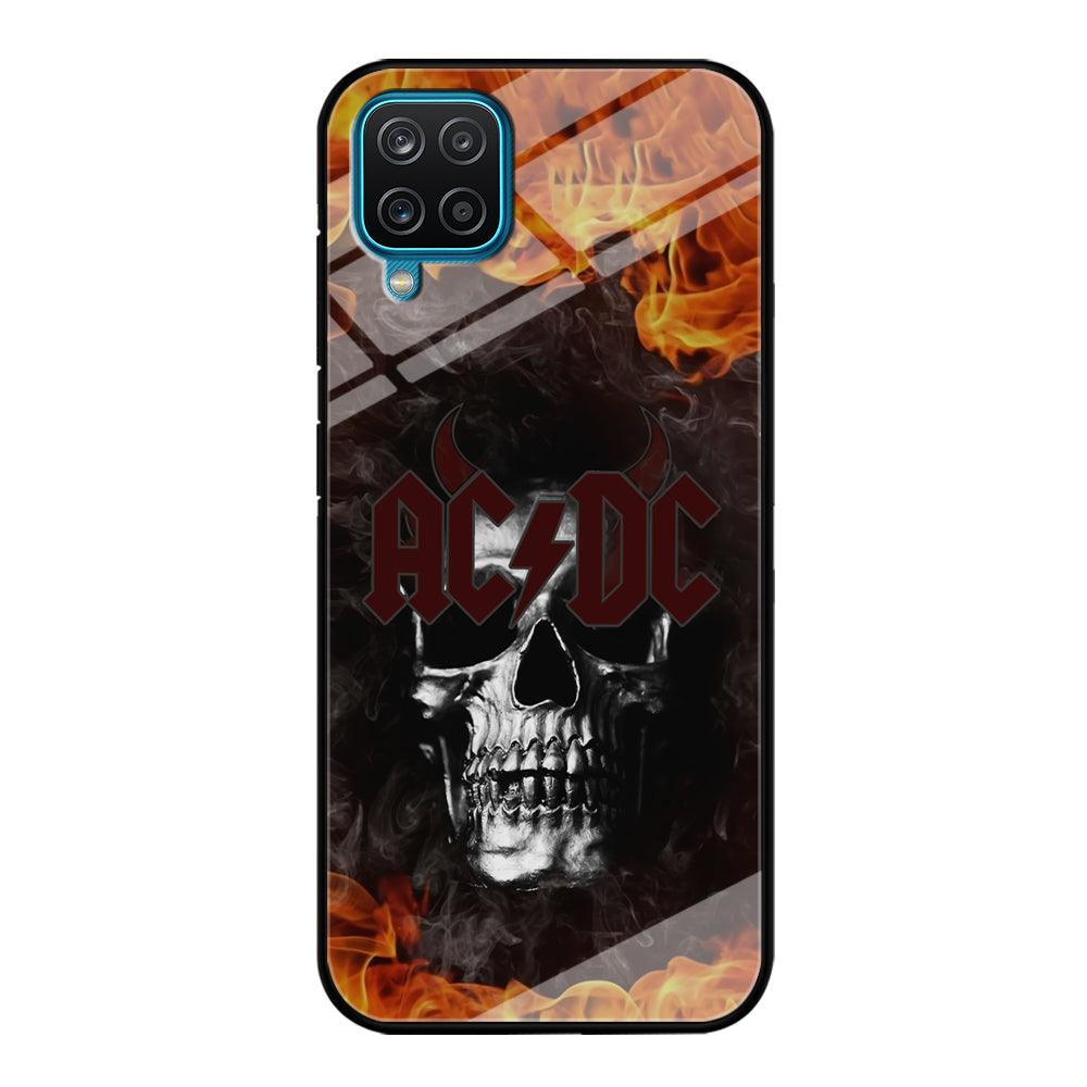 ACDC White Skull on Fire Samsung Galaxy A12 Case-Oxvistore