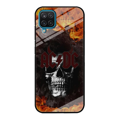 ACDC White Skull on Fire Samsung Galaxy A12 Case-Oxvistore