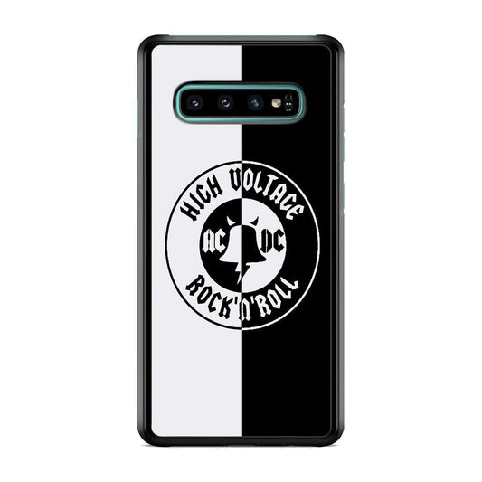 ACDC B&W High Voltage Samsung Galaxy S10 Case-Rubber Black (2D Case)-Oxvistore