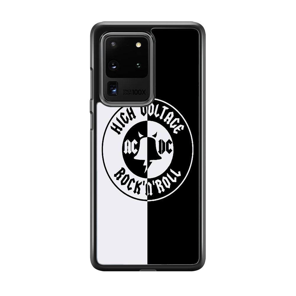 ACDC B&W High Voltage Samsung Galaxy S20 Ultra Case-Rubber Black (2D Case)-Oxvistore
