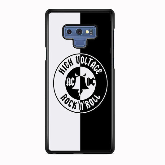 ACDC B&W High Voltage Samsung Galaxy Note 9 Case-Rubber Black (2D Case)-Oxvistore