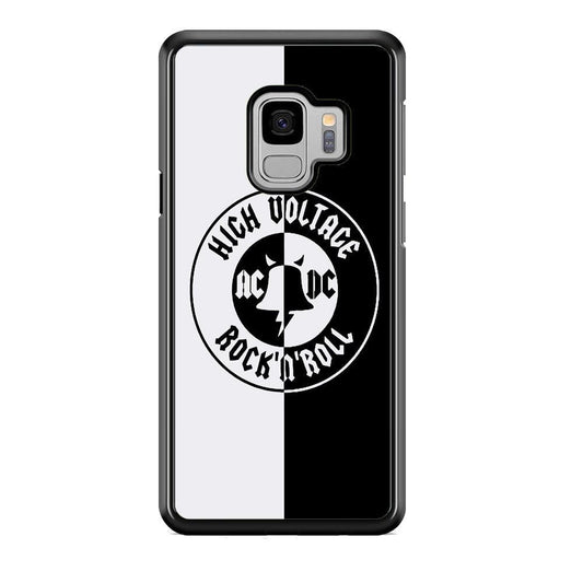 ACDC B&W High Voltage Samsung Galaxy S9 Case-Rubber Black (2D Case)-Oxvistore