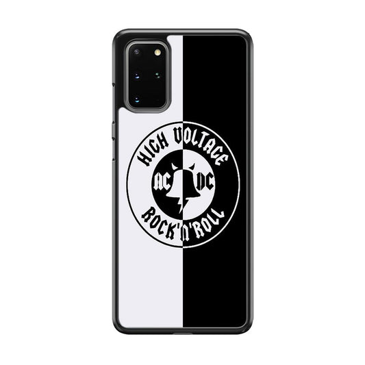 ACDC B&W High Voltage Samsung Galaxy S20 Plus Case-Rubber Black (2D Case)-Oxvistore