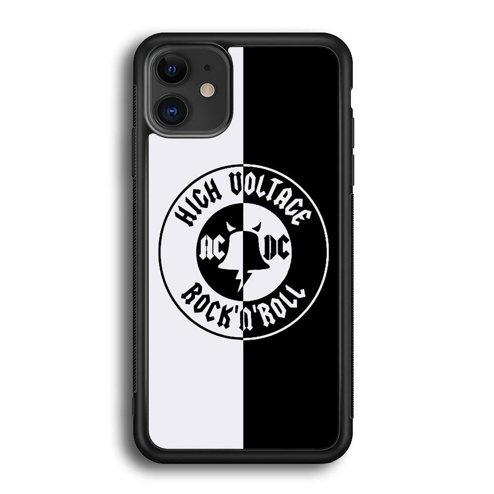 ACDC B&W High Voltage iPhone 12 Case-Rubber Black (2D Case)-Oxvistore