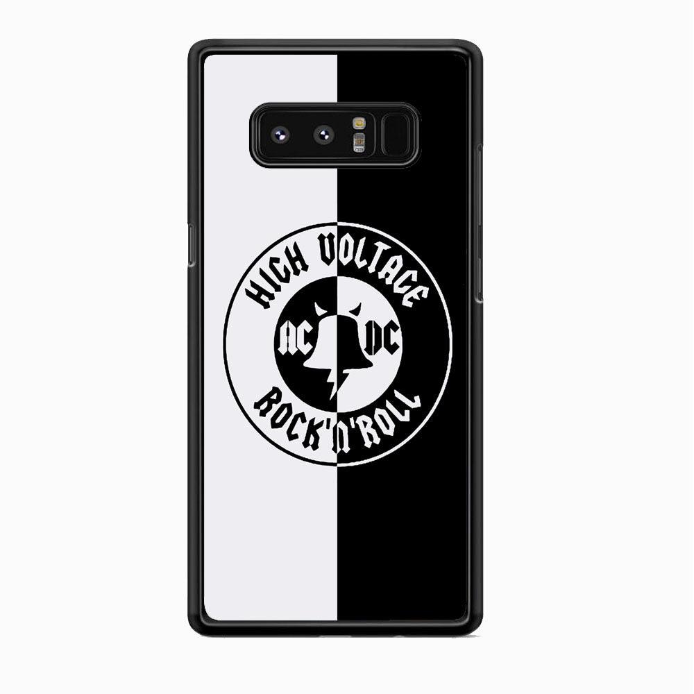 ACDC B&W High Voltage Samsung Galaxy Note 8 Case-Rubber White (2D Case)-Oxvistore
