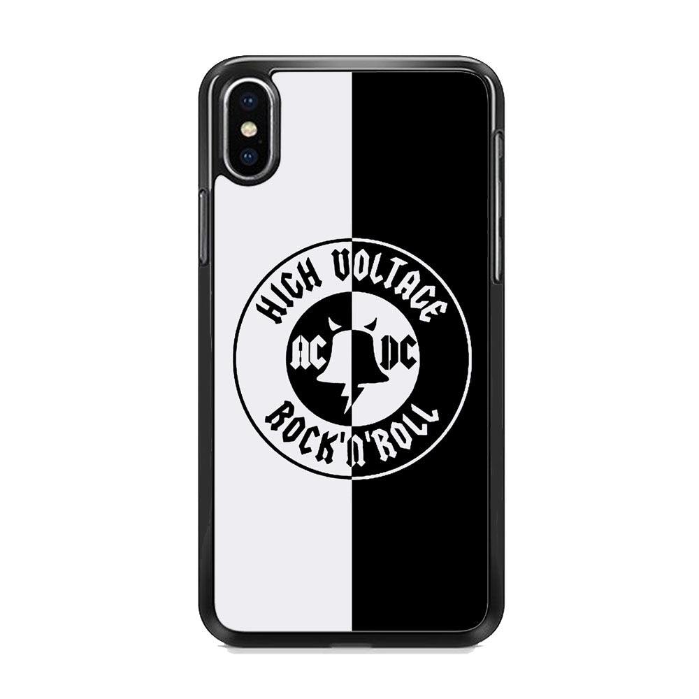 ACDC B&W High Voltage iPhone X Case-Rubber White (2D Case)-Oxvistore