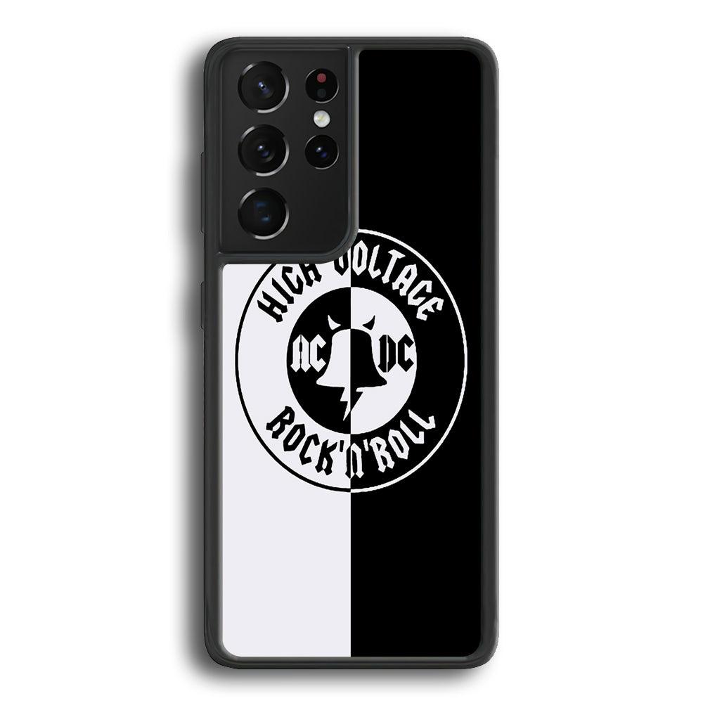 ACDC B&W High Voltage Samsung Galaxy S21 Ultra Case-Rubber Black (2D Case)-Oxvistore