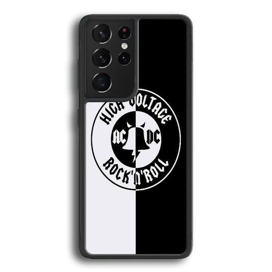 ACDC B&W High Voltage Samsung Galaxy S21 Ultra Case-Rubber Black (2D Case)-Oxvistore