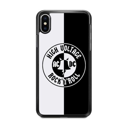 ACDC B&W High Voltage iPhone XS Case-Rubber Black (2D Case)-Oxvistore