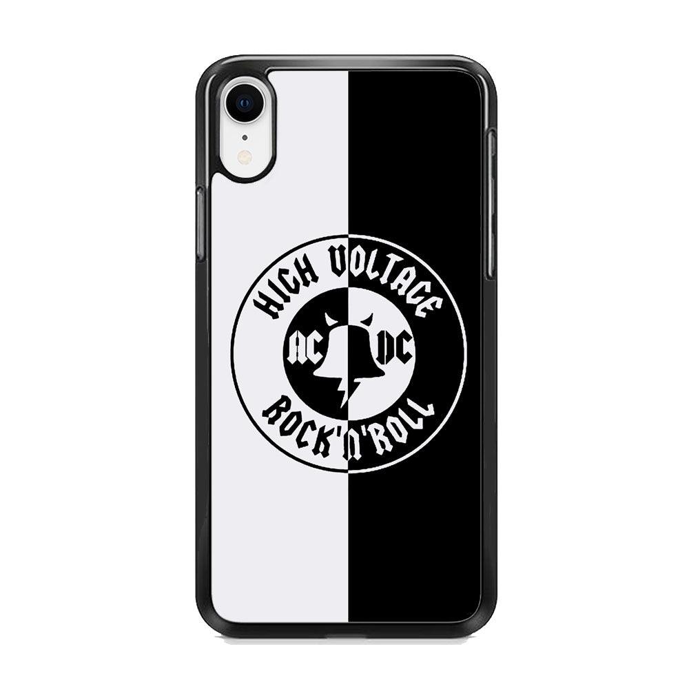 ACDC B&W High Voltage iPhone XR Case-Rubber Black (2D Case)-Oxvistore