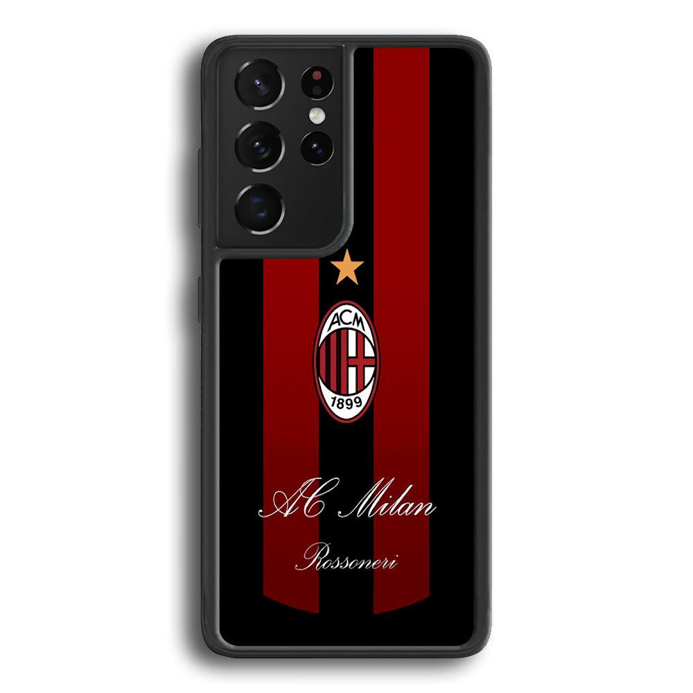 AC Milan Byname Rossoneri Samsung Galaxy S24 Ultra Case-Rubber Black (2D Case)-Oxvistore
