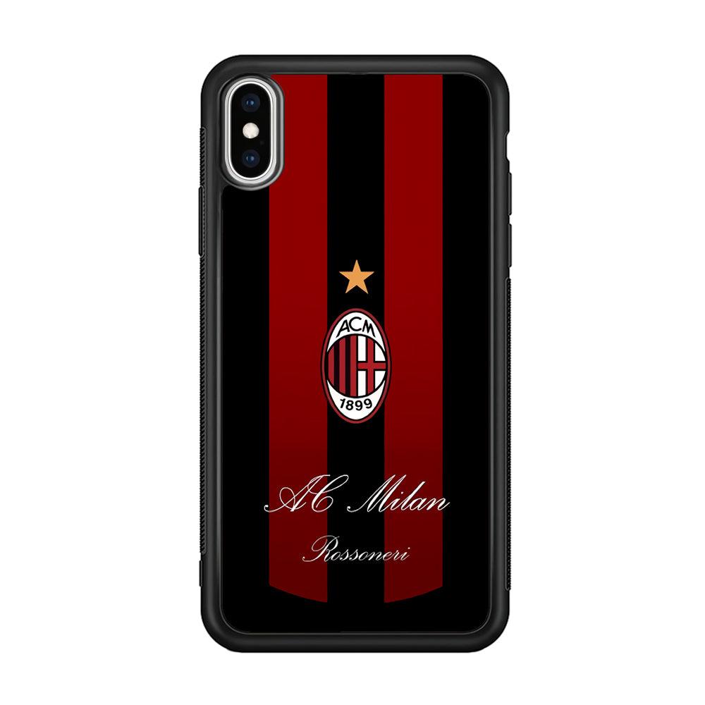 AC Milan Byname Rossoneri iPhone XS Case-Rubber Black (2D Case)-Oxvistore
