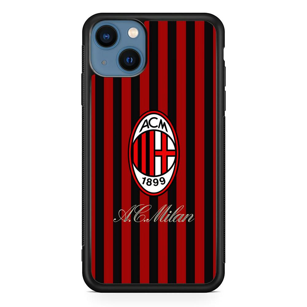 AC Milan Heritage Black and Red iPhone 14 Case-Rubber White (2D Case)-Oxvistore