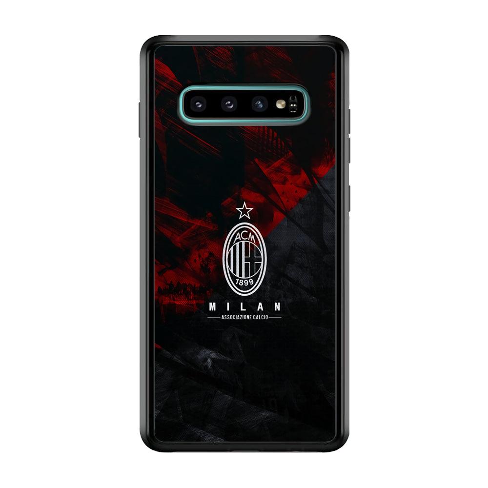 AC Milan Shadow Over The Silhouette Samsung Galaxy S10 Case-Rubber Black (2D Case)-Oxvistore
