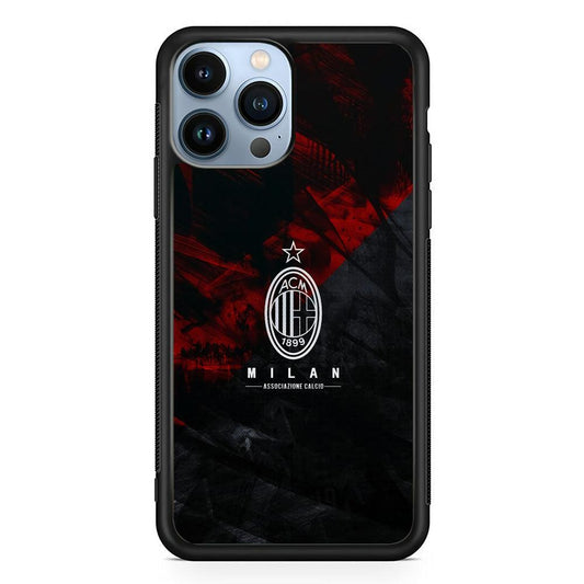 AC Milan Shadow Over The Silhouette iPhone 13 Pro Max Case-Rubber Black (2D Case)-Oxvistore