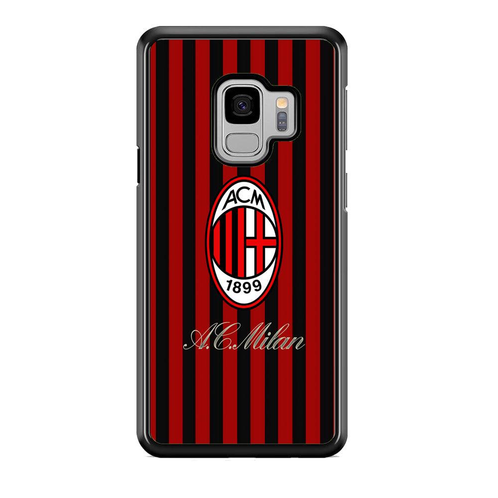 AC Milan Heritage Black and Red Samsung Galaxy S9 Case-Rubber Black (2D Case)-Oxvistore