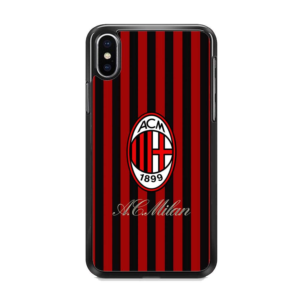 AC Milan Heritage Black and Red iPhone XS MAX Case-Rubber Black (2D Case)-Oxvistore