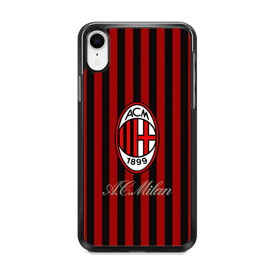 AC Milan Heritage Black and Red iPhone XR Case-Rubber White (2D Case)-Oxvistore