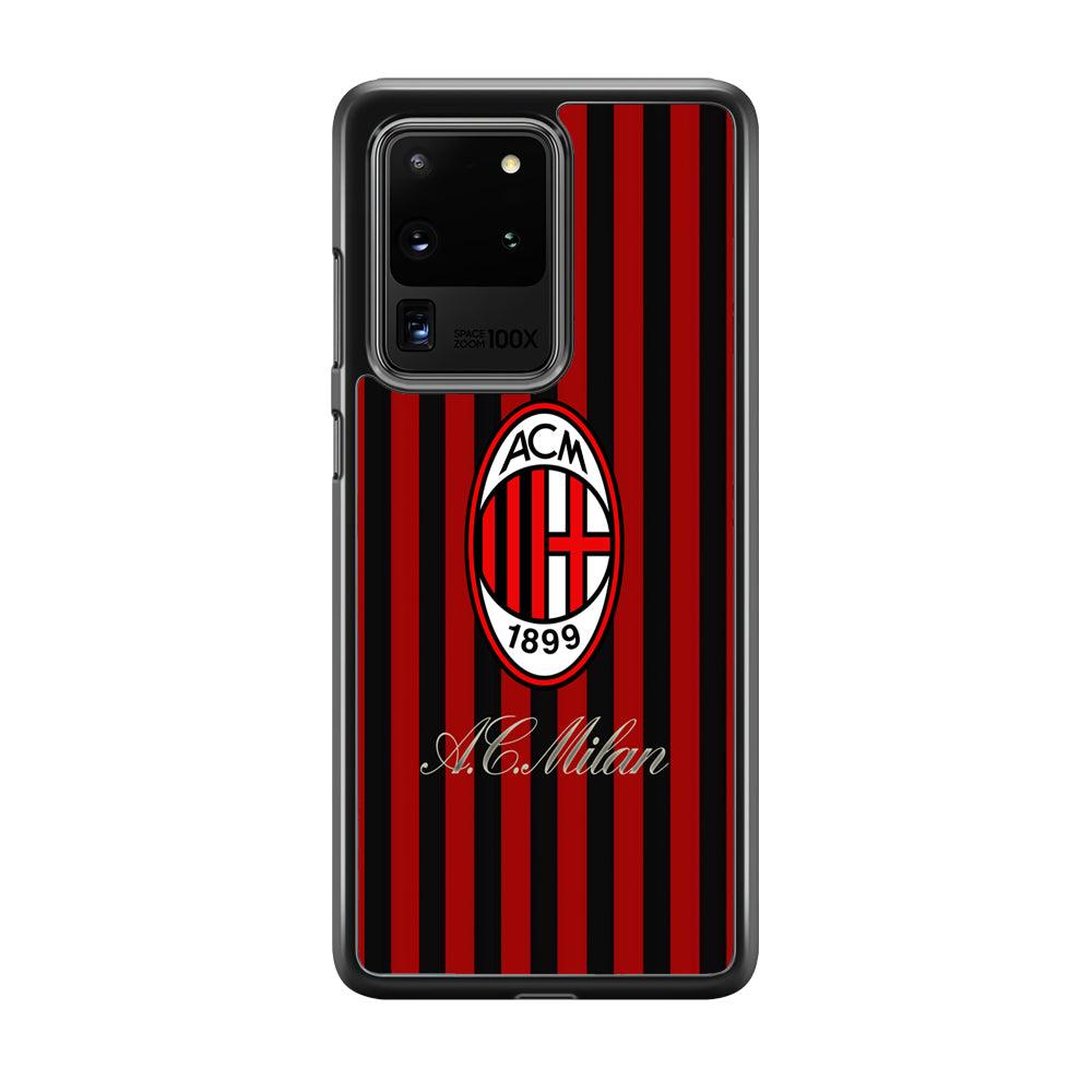 AC Milan Heritage Black and Red Samsung Galaxy S20 Ultra Case-Rubber Black (2D Case)-Oxvistore