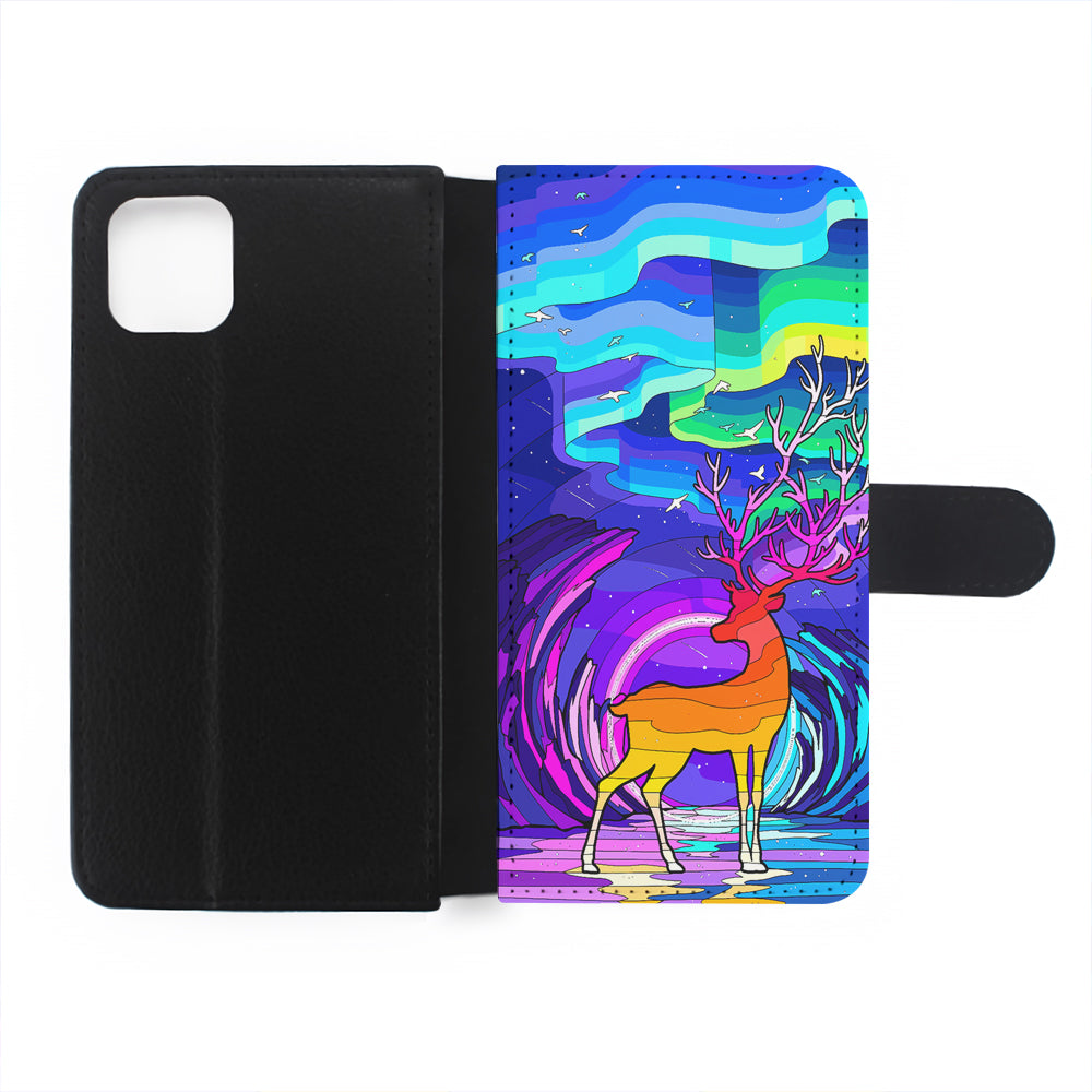 A Deer Colorful Silhouette Flip Wallet Phone Case