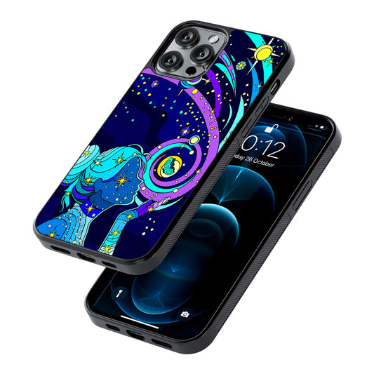 A Woman Blowing Kisses to Planets 2D Rubber Phone Case