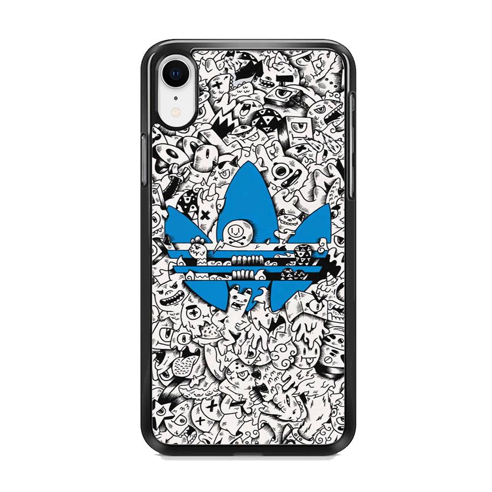 Adidas B&W Doodle iPhone XR Case-Rubber Black (2D Case)-Oxvistore