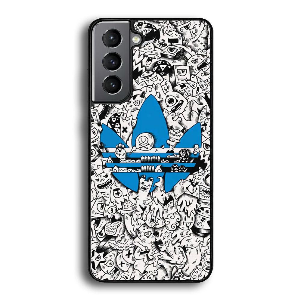 Adidas B&W Doodle Samsung Galaxy S23 Case-Rubber Black (2D Case)-Oxvistore