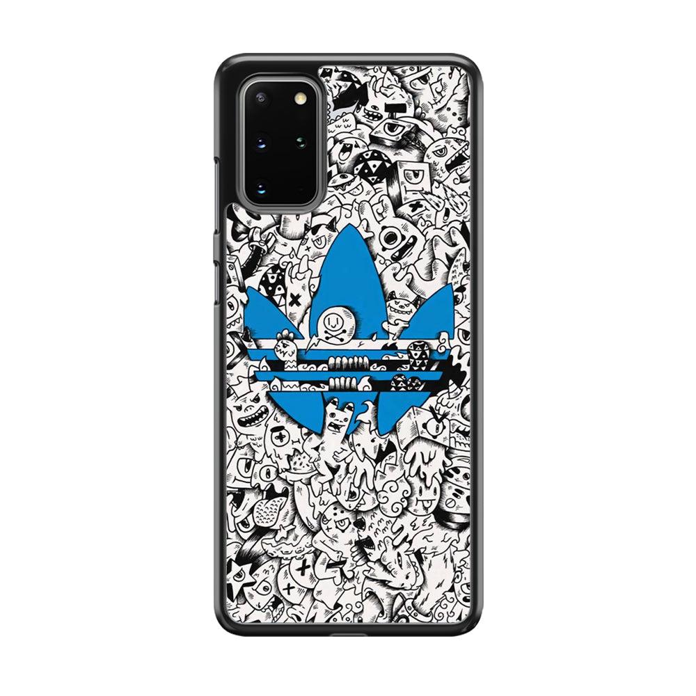Adidas B&W Doodle Samsung Galaxy S20 Plus Case-Rubber Black (2D Case)-Oxvistore
