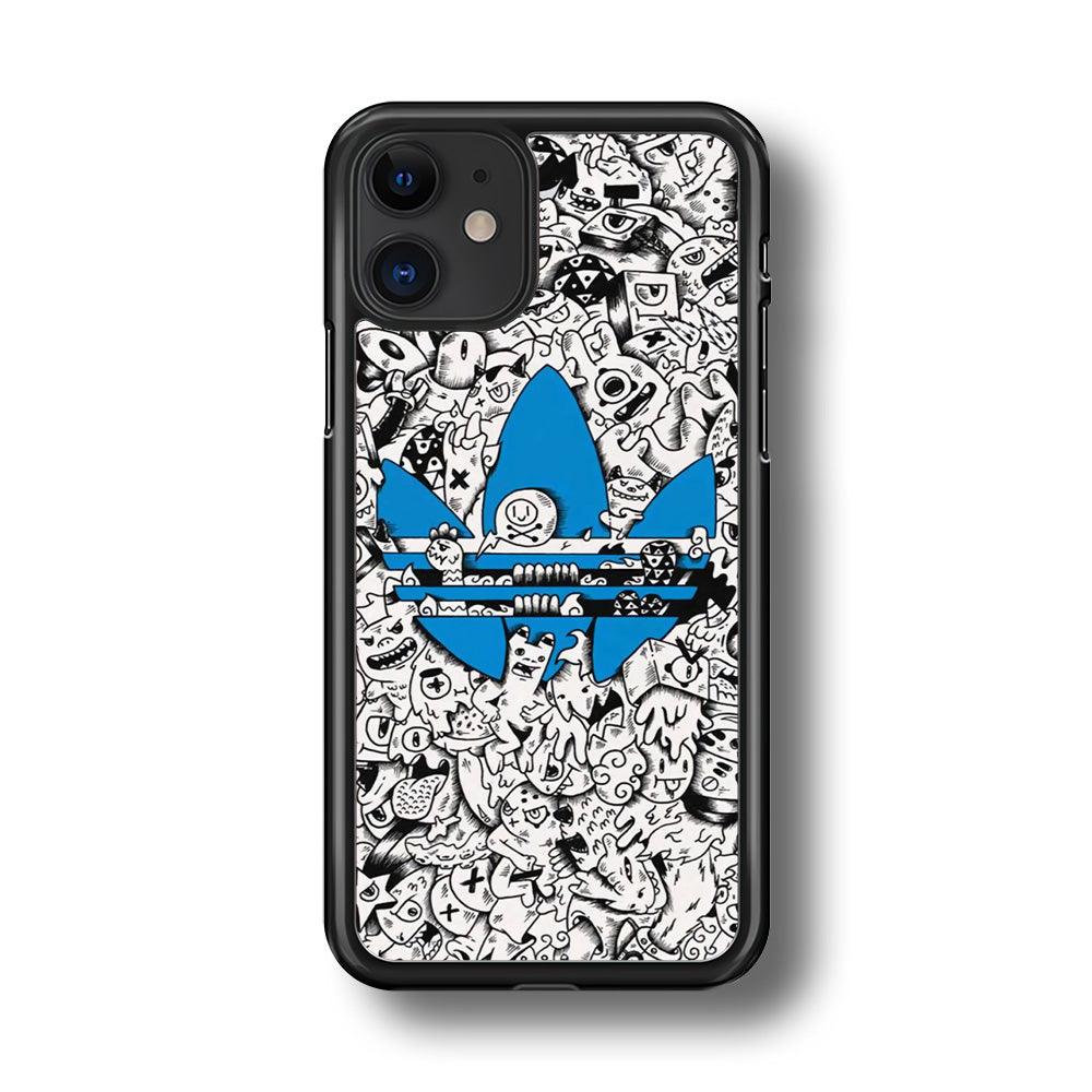 Adidas B&W Doodle iPhone 11 Case-Rubber Black (2D Case)-Oxvistore