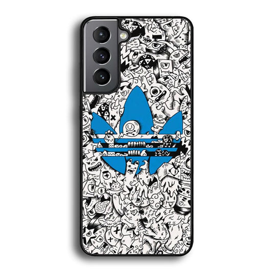 Adidas B&W Doodle Samsung Galaxy S22 Case-Rubber Black (2D Case)-Oxvistore