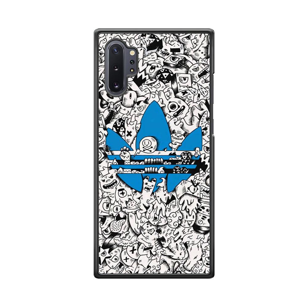 Adidas B&W Doodle Samsung Galaxy Note 10 Plus Case-Rubber Black (2D Case)-Oxvistore