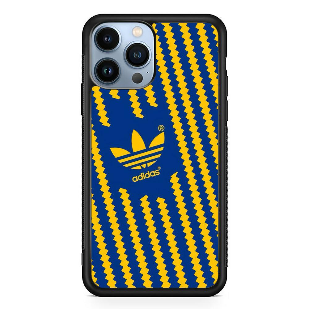 Adidas Choppy Line iPhone 14 Pro Case-Rubber Black (2D Case)-Oxvistore