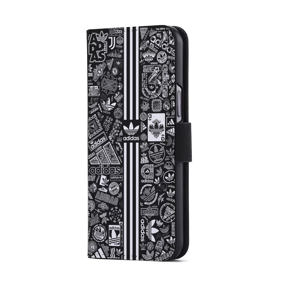 Adidas Collection Black White Flip Wallet Phone Case