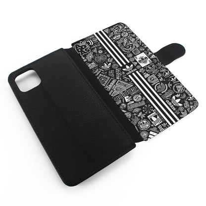 Adidas Collection Black White Flip Wallet Phone Case